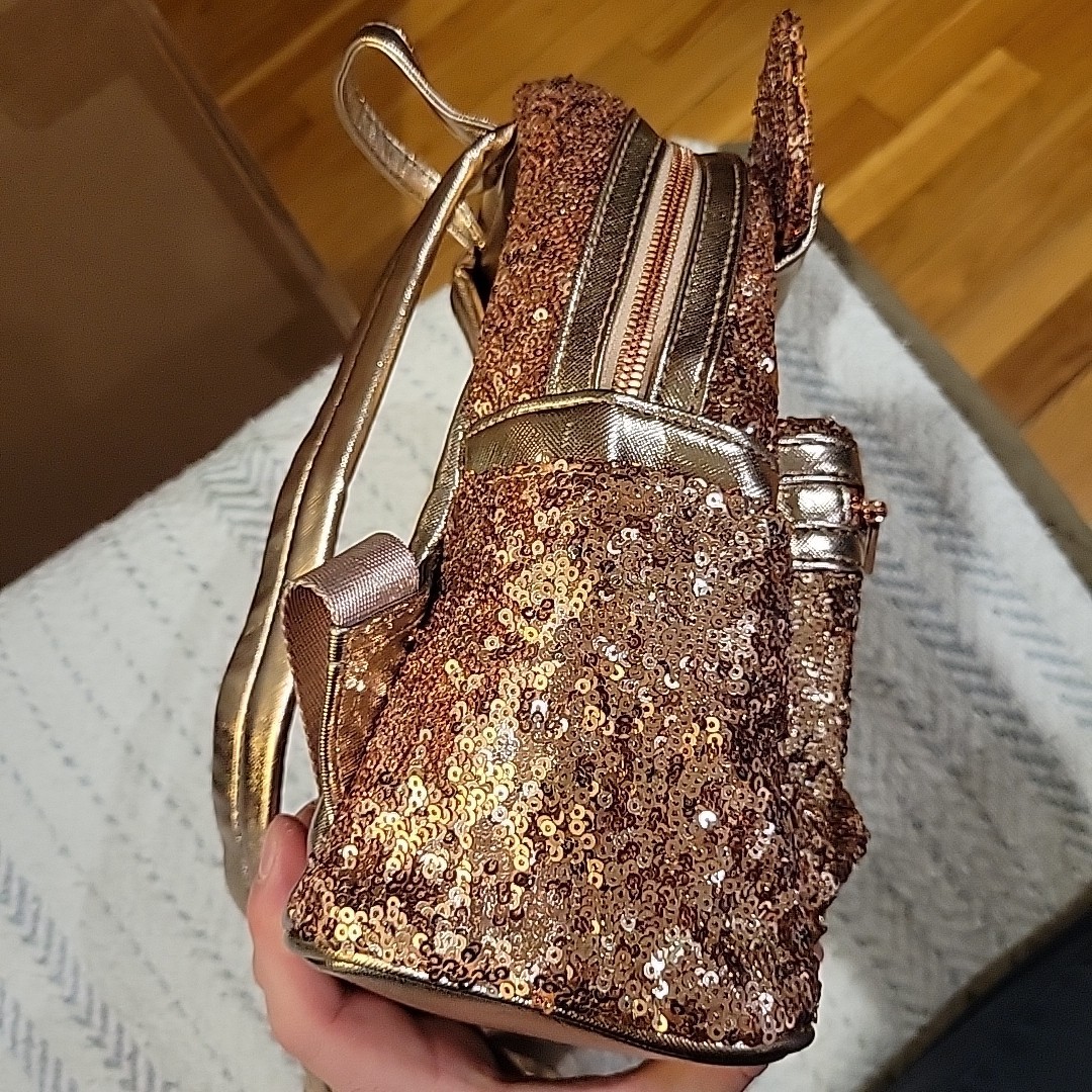 Disney Parks Minnie Mouse Sequin Mini Backpack Rose Gold Clean