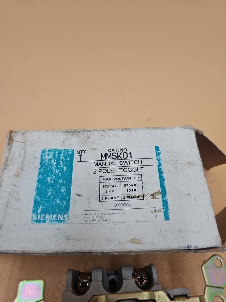 Siemens MMSK01 Manual Switch 2 Pole Toggle