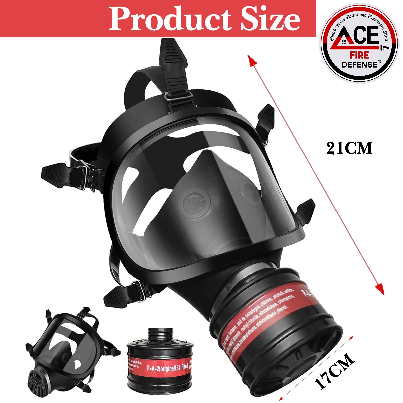 Ace Fire Full Face Respirator Gas Mask | P-A-2 Original NATO Approved Filter