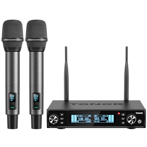 Wireless Microphone System, Auto Scan & Pair UHF Rechargeable Karaoke Mic,