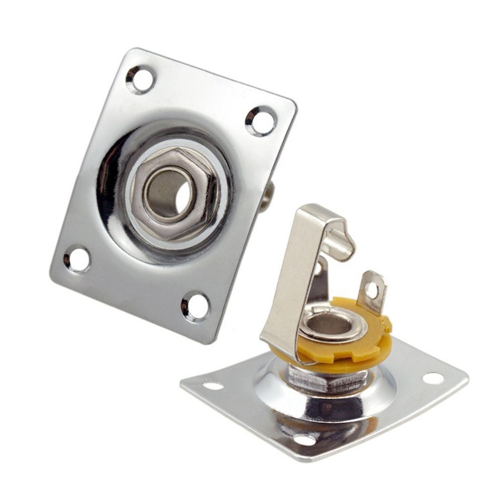 JD.Moon Square Metal 1/4 Output Jack Plate Input Socket Small, Chrome