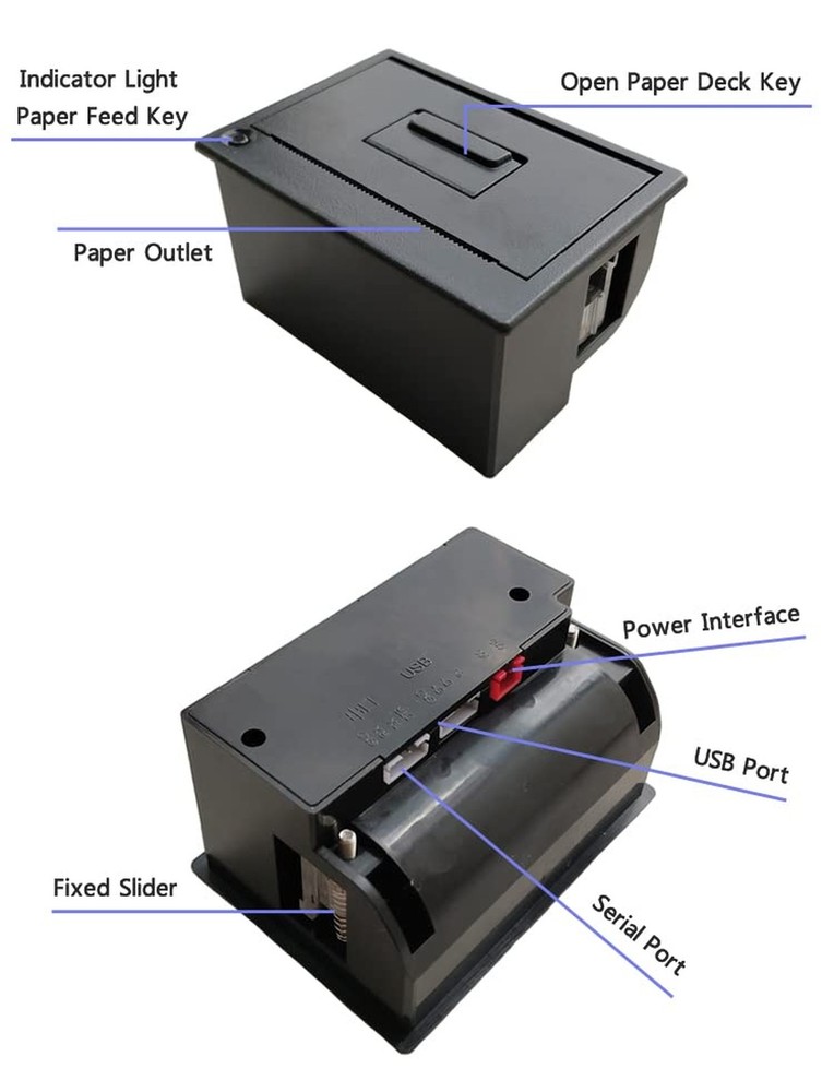 Micro Thermal Printer 5~9V Embedded Thermal Receipt Printer Serial Port Micro...