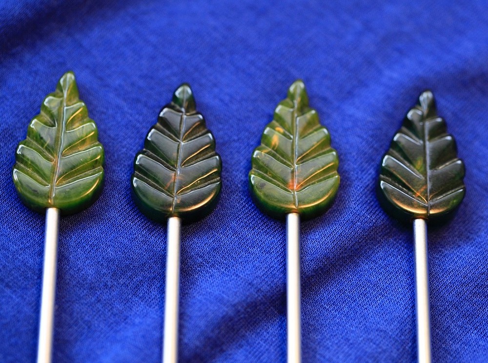 Chase Drink Stirrers - 4 | Chrome with Bakelite Mint Leaf | Beautiful Condition