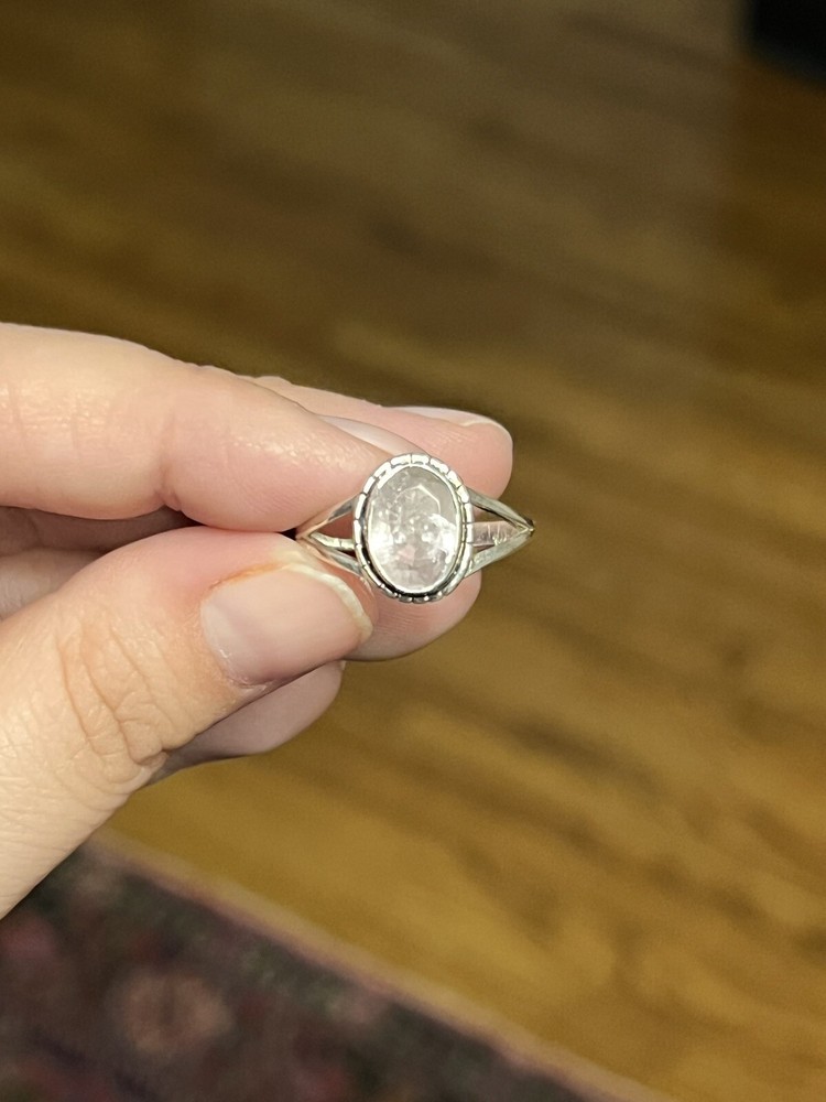 Morganite sterling silver ring size 8.75