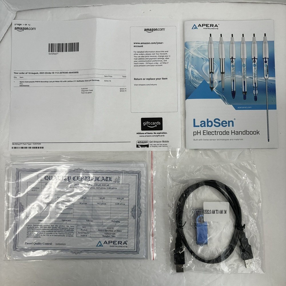 NEW Apera Instruments PH910 Benchtop Lab pH Meter Kit with LabSen 211 Electrode
