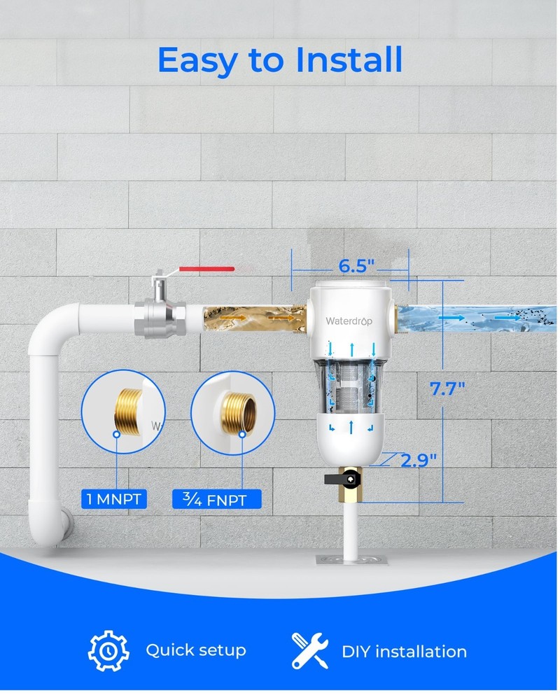 50 Micron Spin Down Sediment Whole House Water Filter System