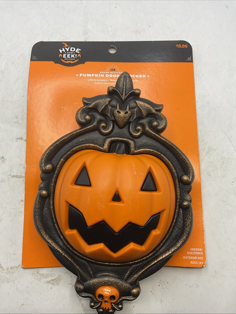 Hyde And Eek LED Pumpkin Door Knocker Sound Activated