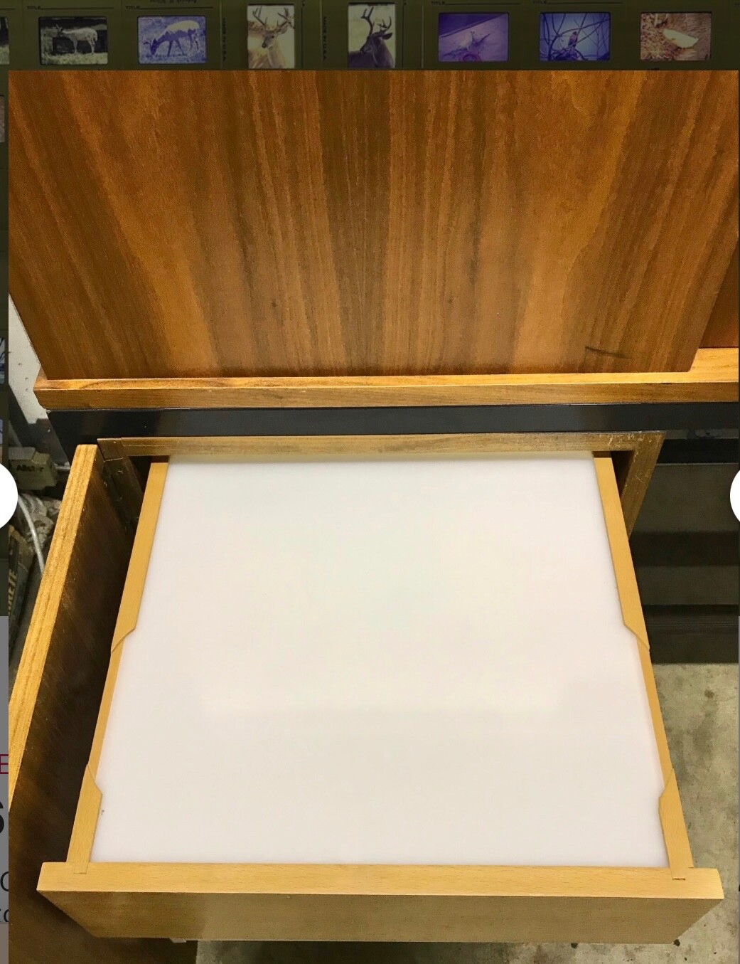 1970'S Commercial Slide Viewing Storage Cabinet Dieter Rams Style Walnut & Steel