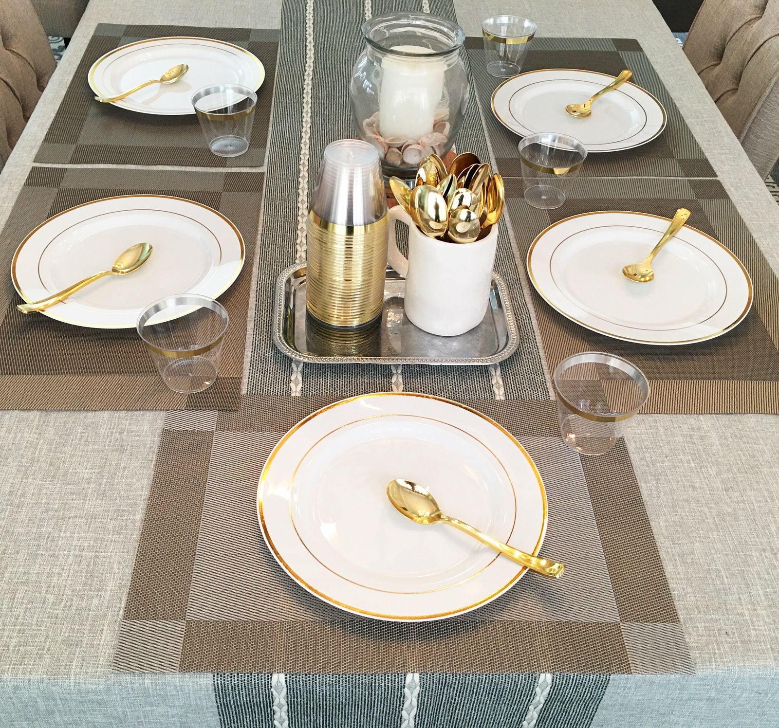JL Prime 50 Piece Gold Plastic Spoons Bulk Set, Gold Plastic Cutlery Set