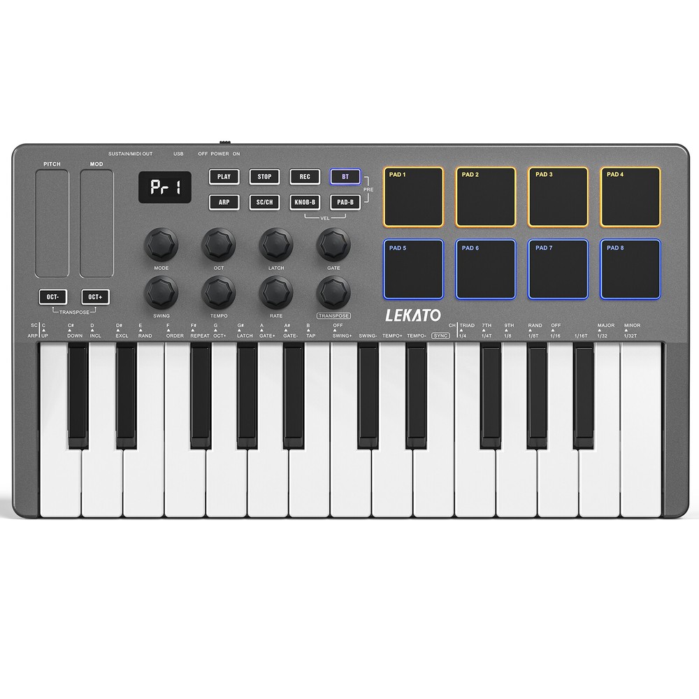 LEKATO 25 Key MIDI Keyboard Controller Bluetooth Velocity-sensitive Key Keyboard