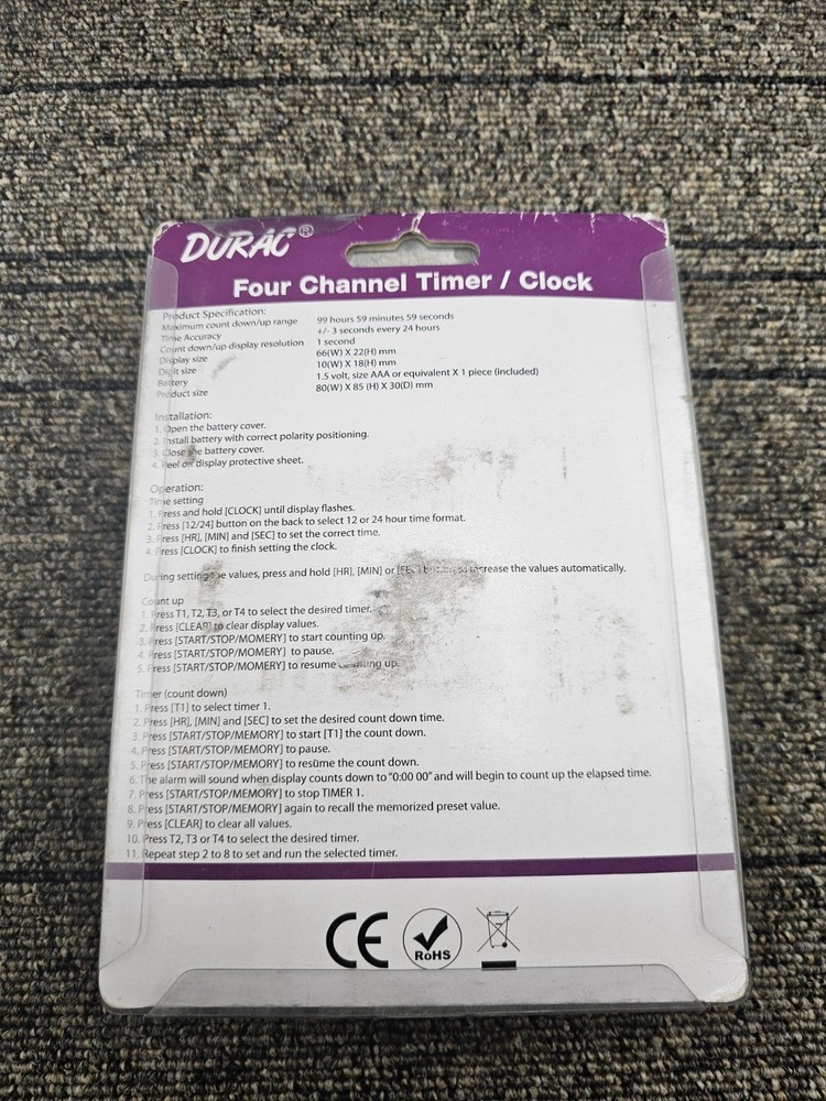 DURAC 89203-042: Traceable® Four-Channel Digital Timer with Integrated Clock