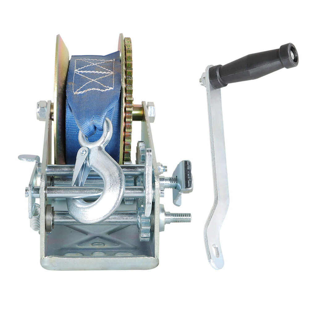 3500 lbs Dual Gear Hand Winch Hand Crank Manual Boat ATV RV Trailer