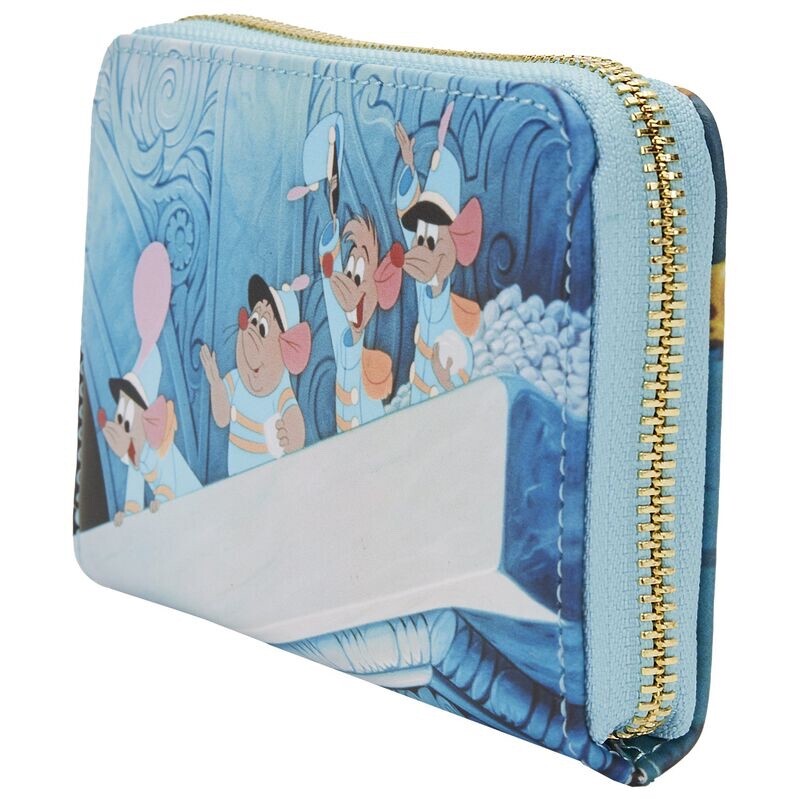 Loungefly Disney Cinderella Princess Scenes Jaq Gus & More Zip Around Wallet NWT