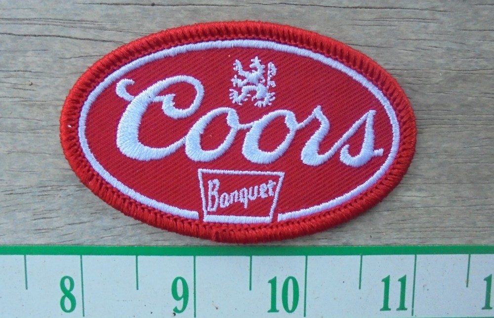 Red Coors Beer Embroidered Iron on Oval Patch