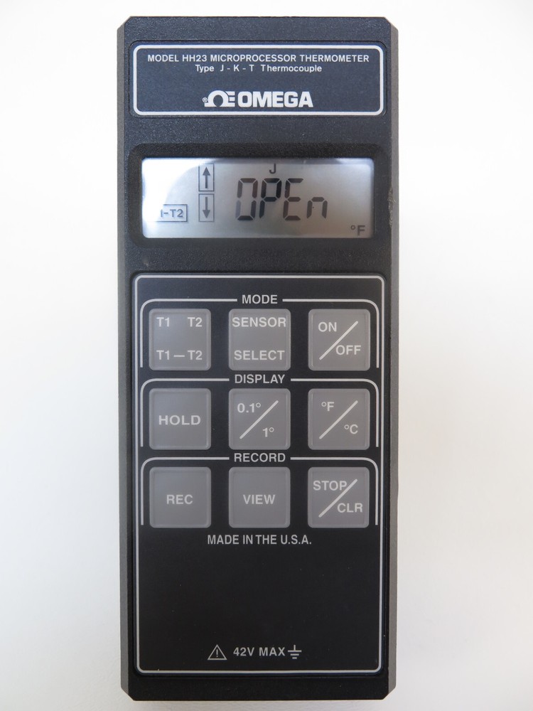 Omega HH23 Microprocessor Thermometer, Type J-K-T Thermocouple