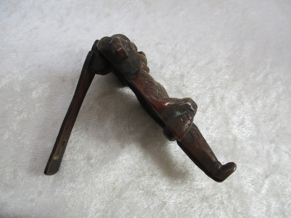 Antique Complete Bronze Lincoln Imp/Devil Door Knocker