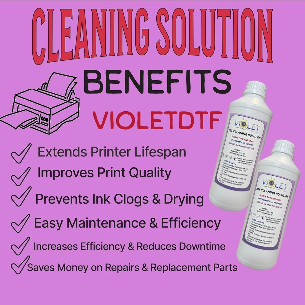 Improved DTF Cleaning Solution 1000ML - Restore Print Performance Effortlessly