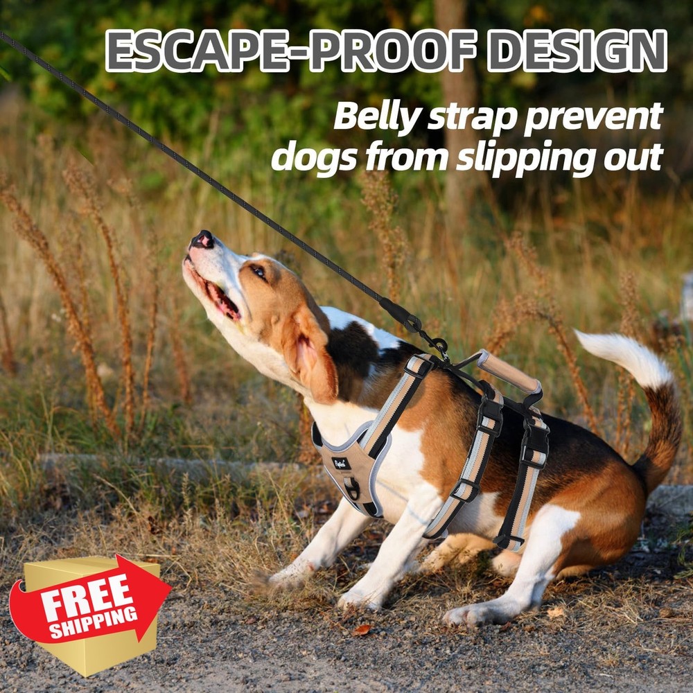 PUPTECK Dog Harness M Moccasin No Pull Padded Handle Reflective