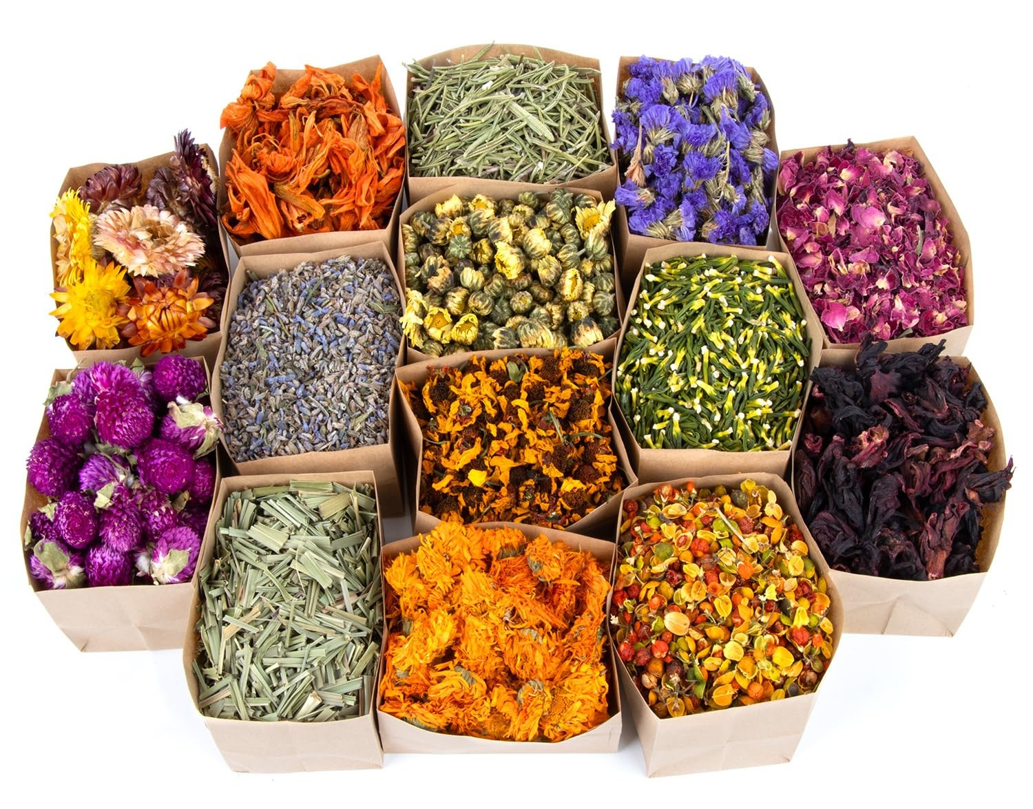Dried Herbs Kit - Dried Botanicals Bulk,14 Bags Natural Dry Flowers and Herbs...