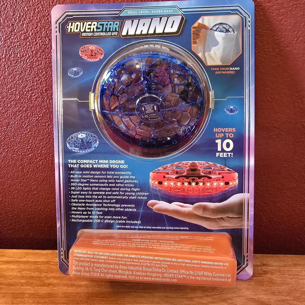 Hoverstar Nano Motion Controlled UFO Drone Hand Sensor LED USB-C Rechargeable