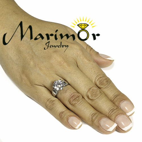 Stainless Steel High Polished 3.9 Ct Round Cut CZ Engagement Ring Size 5-10