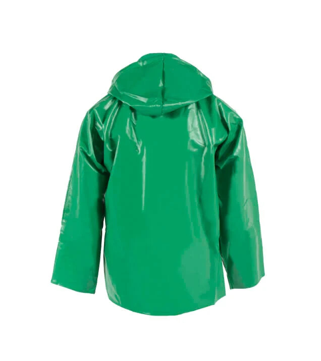 Neese 96-AJ GREEN Flame Resistant PVC/Polyester Chem Shield Jacket with Hood (HR