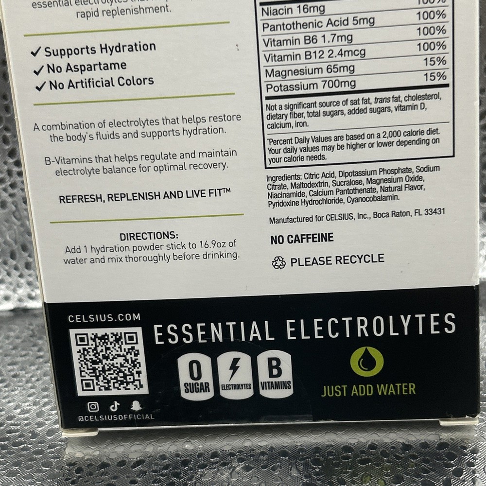 Celsius Sugar-Free Electrolyte Hydration Pack - Lemon Lime caffeine free