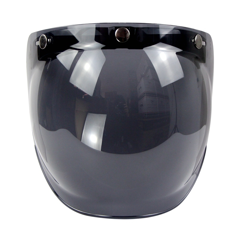 Open Face Helmet Bubble Visor Vintage Retro 3/4 Helmets Face Shield Len 3-Snap