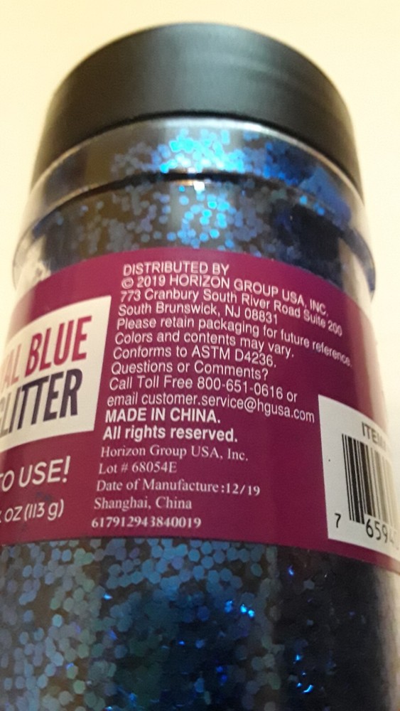 Horizon Group Go Create Glitter Shaker 4 oz Royal Blue Open