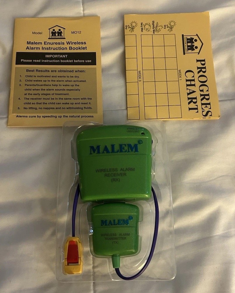MALEM MO12 Wireless Bedwetting Alarm Enuresis System NEW Complete