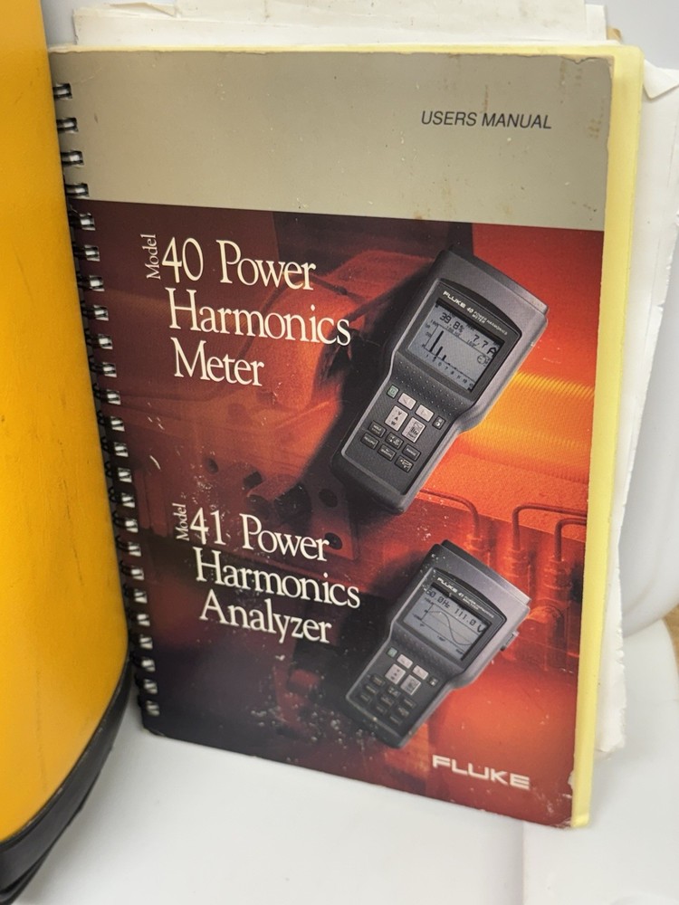 Fluke 41 Power Harmonics Analyzer Meter - Powers on - Cables Manual Floppy Disc