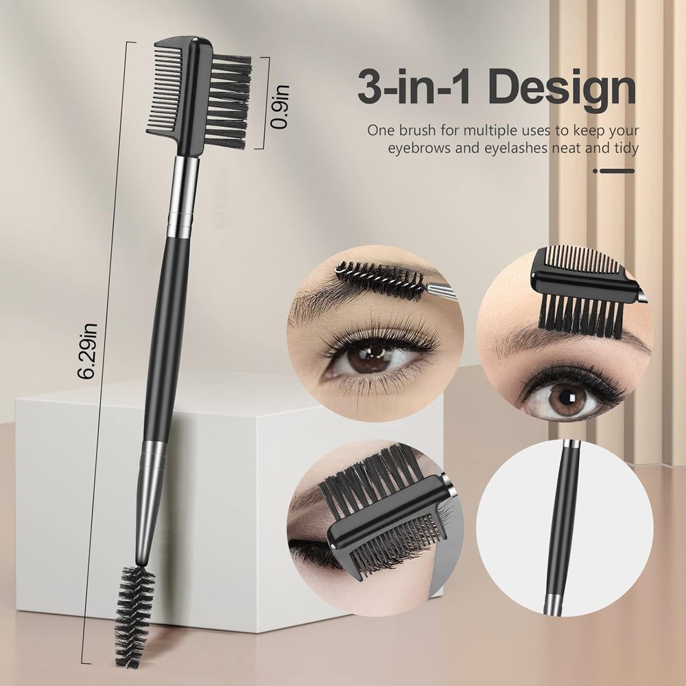 Eyebrow Brush Eyelash Comb Spoolie Set 3pcs Lash Separator Makeup Tool Kit Pros
