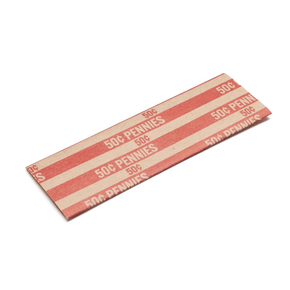 Huron Flat Coin Wrapper, Penny $.50 Cent Red Rolls (250 pcs) Red,