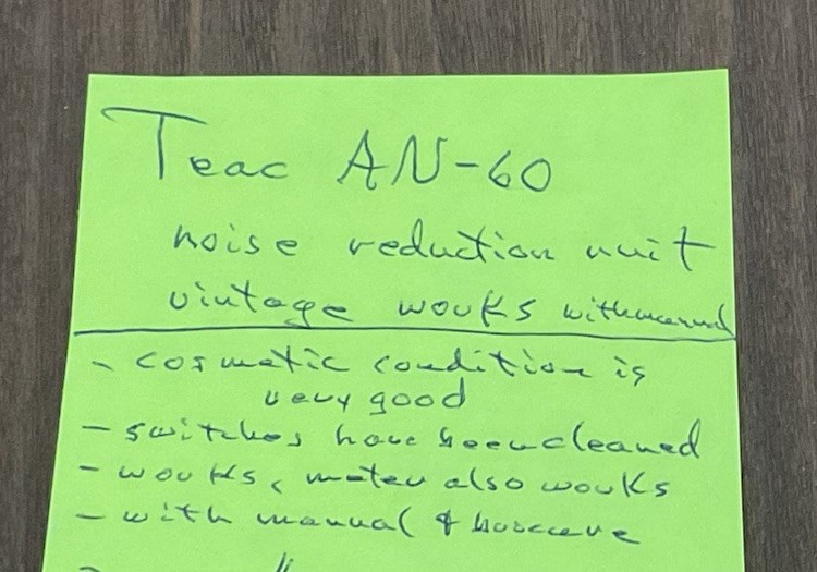 TEAC AN-60 Noise Reduction Unit Good condition. Tested Working