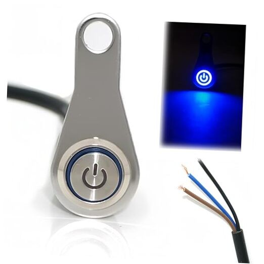 Motorcycle Universal Handlebar Light Power Control Switch Push Button Blue