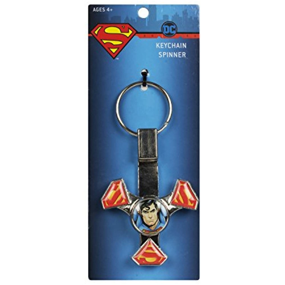 DC Comics Superman Red Fidget Spinning Silver Key Chain