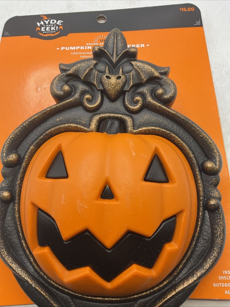 Hyde And Eek LED Pumpkin Door Knocker Sound Activated