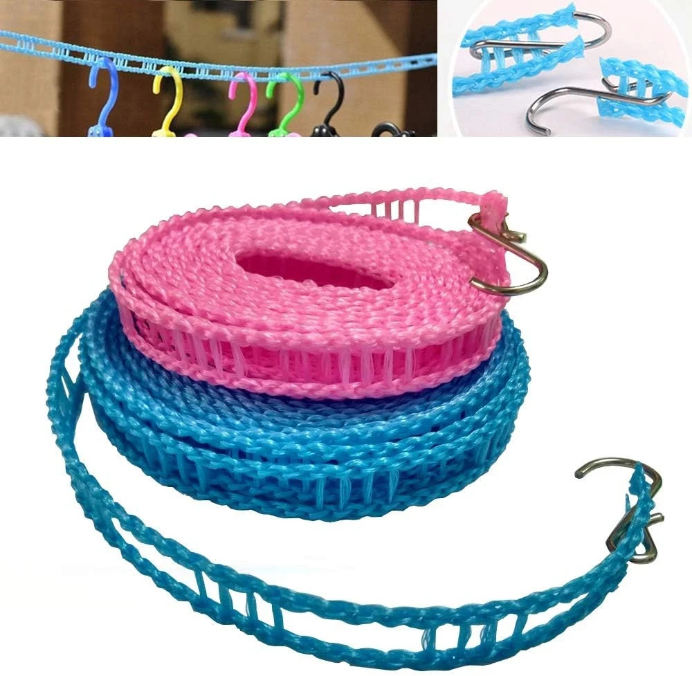 2 Pack Windproof Clothesline Laundry Drying Rope Line for Indoor Outdoor