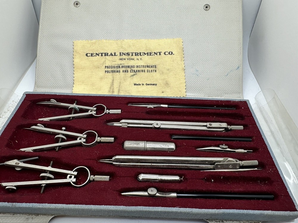 Central Instrument CO Precision Drawing Instrument Set With Original Case (158)