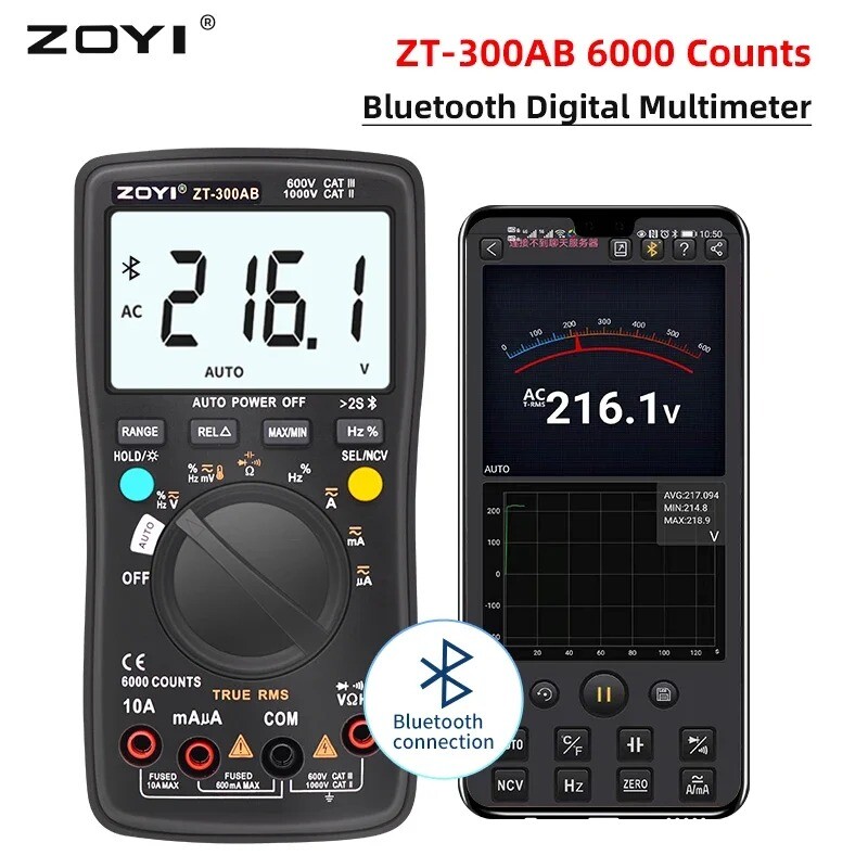 Wireless Digital Multimeter True RMS Manual/Auto Ranging 6000 Counts DMM Voltage