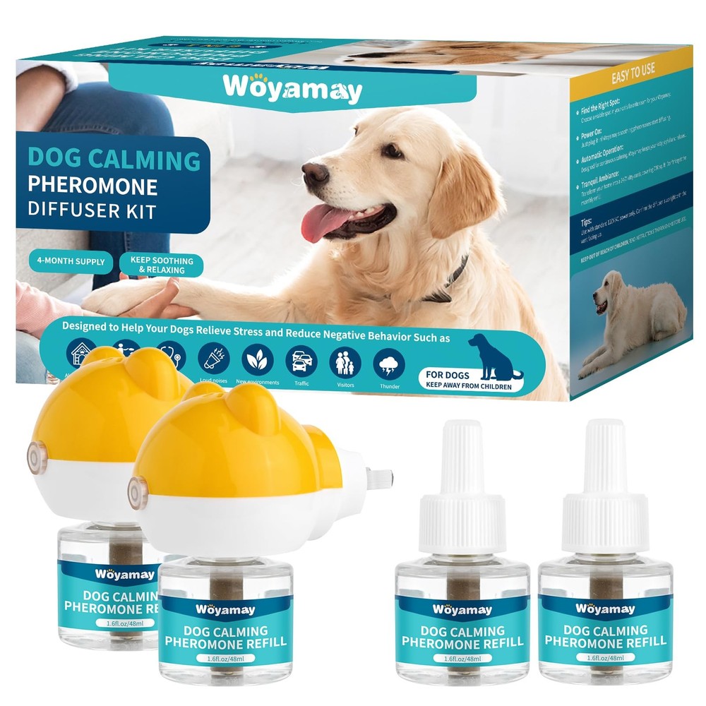 Woyamay Dog Calming Diffuser - Pheromones 2 Diffuser, 4 Refills