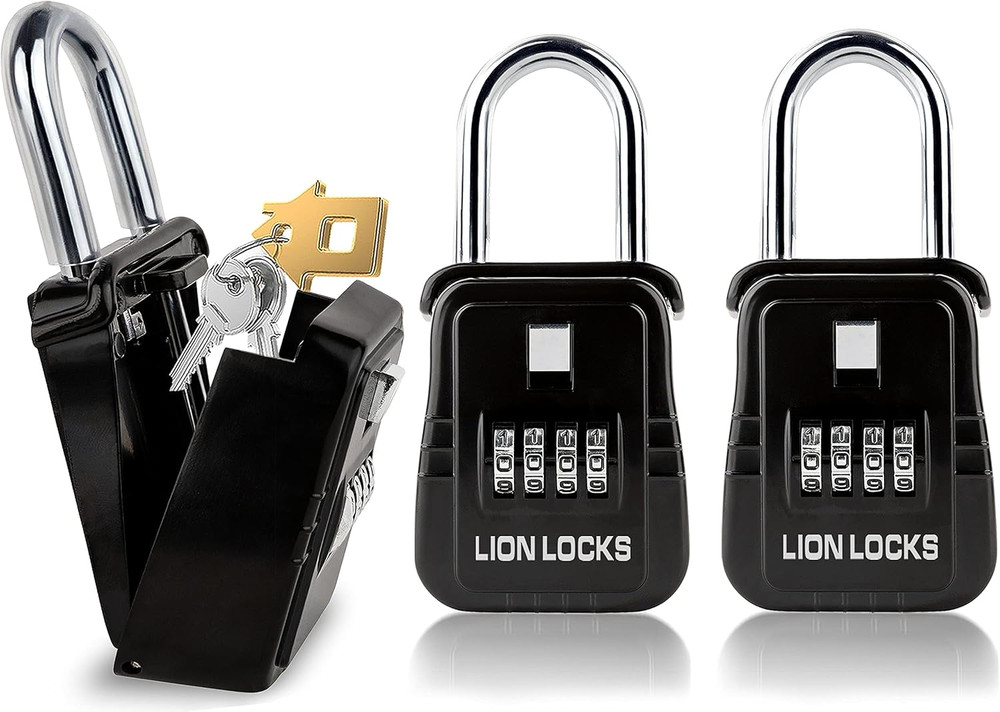 Lion Locks 1500 Key Lock Box with Code, Lockbox for Keys Outdoor, Realtor Lock B