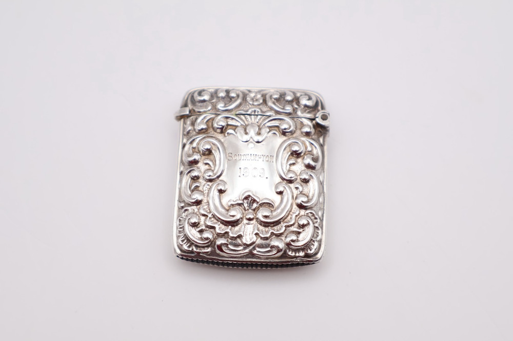 Antique Sterling Silver Vesta Case Hallmarked Birmingham 1908