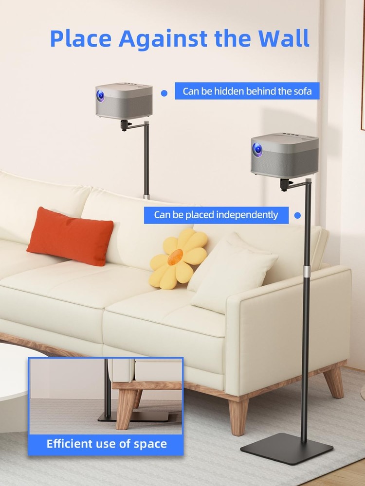 Black PR007FP Projector Wall Mount Hidden Stand 360 Swivel Adjustable Bracket