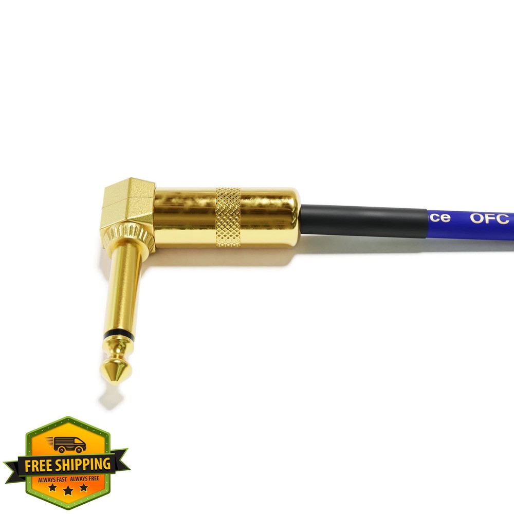 ExcelValley 20cm Right Angle 1/4" Patch Cable Blue