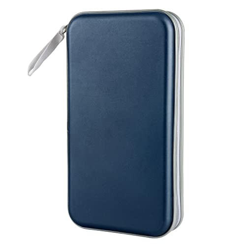 CD Case Holder, 80 Capacity CD/DVD Case Holders Wallet Hard Plastic Dark Blue