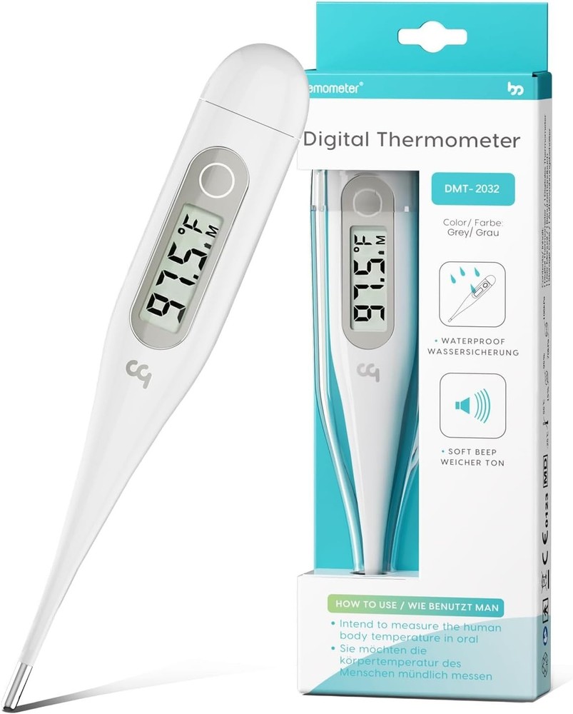 Portable Digital Thermometer with Waterproof Tip & Memory Function for All Ages