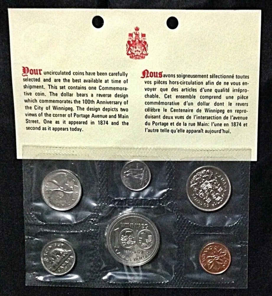 1974 Canada Prooflike Mint Set, Mint Sealed, COA
