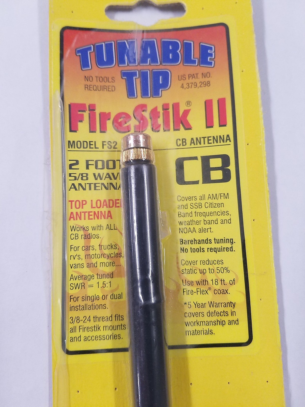 Firestik II FS2 Black 2 ft. Fiberglass CB Radio Antenna w/ tuneable tip 2 foot