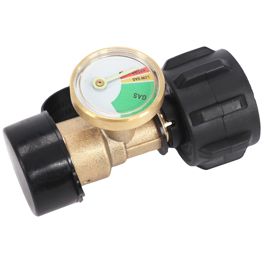 Propane Tank Gauge Brass Adapter w/Gas Pressure Level Meter Indicator for BBQ RV